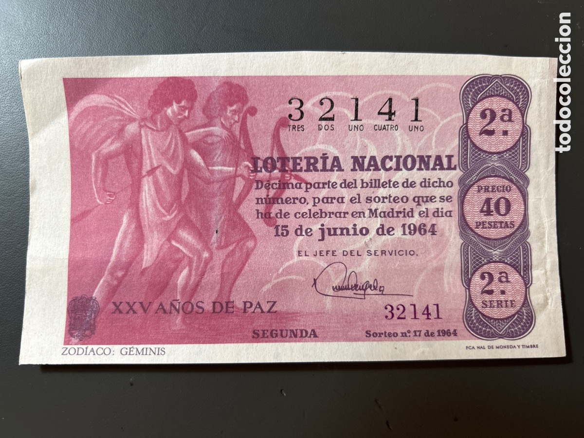 Cupones ONCE: Loteria A&ntilde;o 1964 Sorteo 17 Serie 2