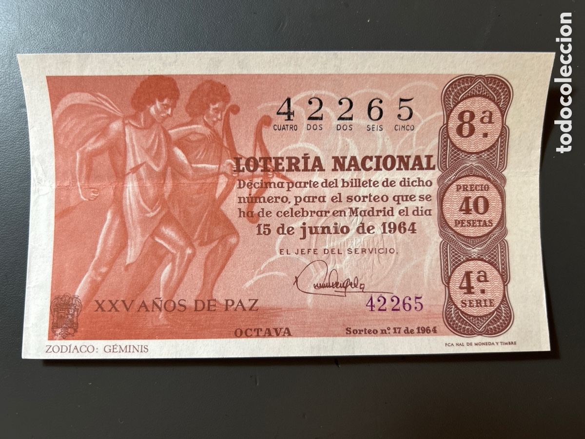 Cupones ONCE: Loteria A&ntilde;o 1964 Sorteo 17 Serie 4