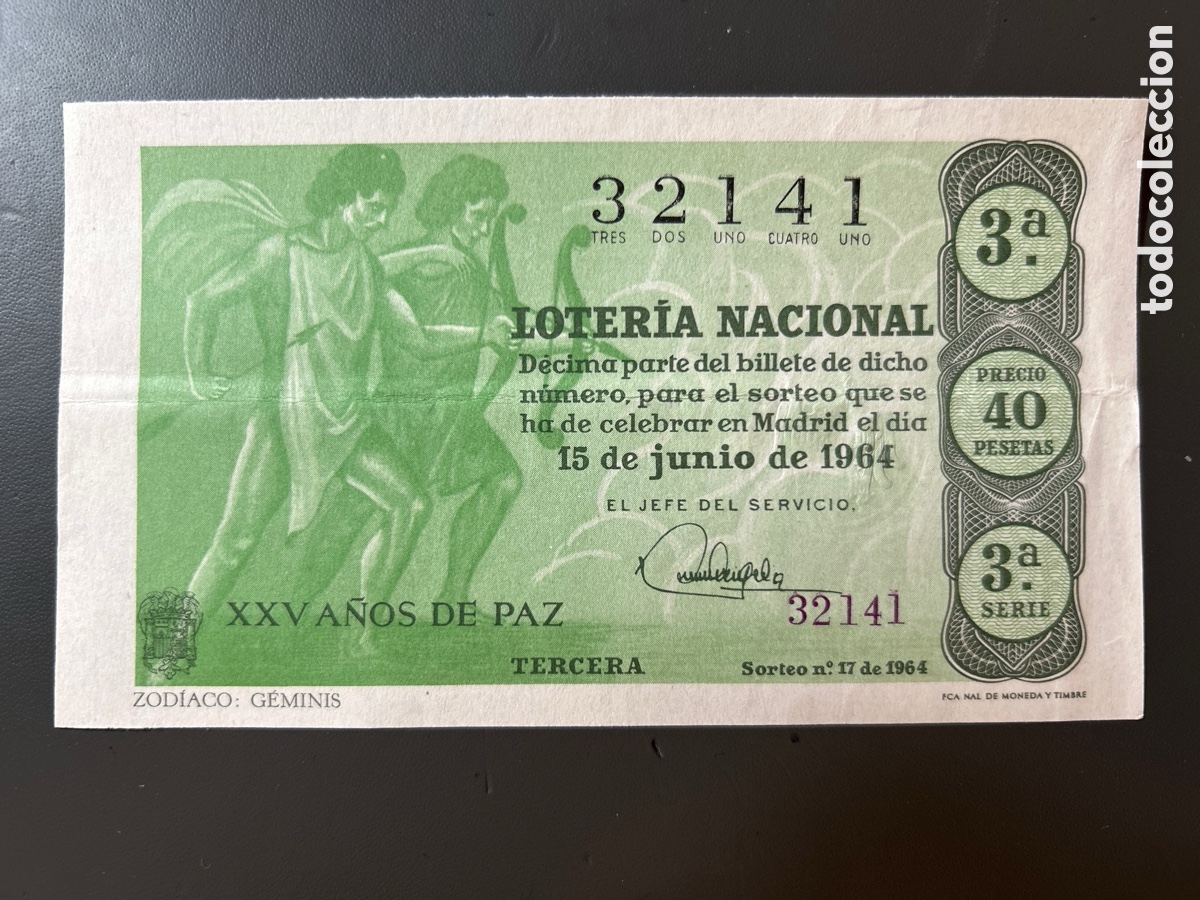 Cupones ONCE: Loteria A&ntilde;o 1964 Sorteo 17 Serie 3