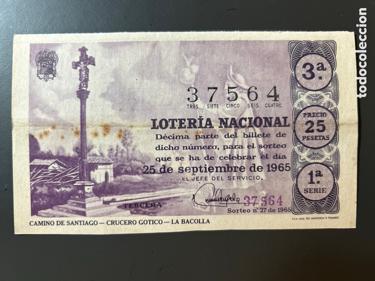 Cupones ONCE: Loteria A&ntilde;o 1965 Sorteo 27 Serie 1