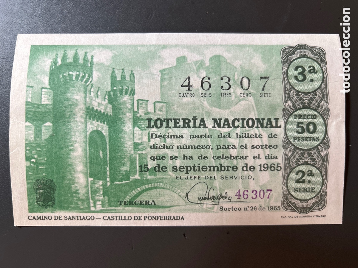 Cupones ONCE: Loteria A&ntilde;o 1965 Sorteo 26 Serie 2