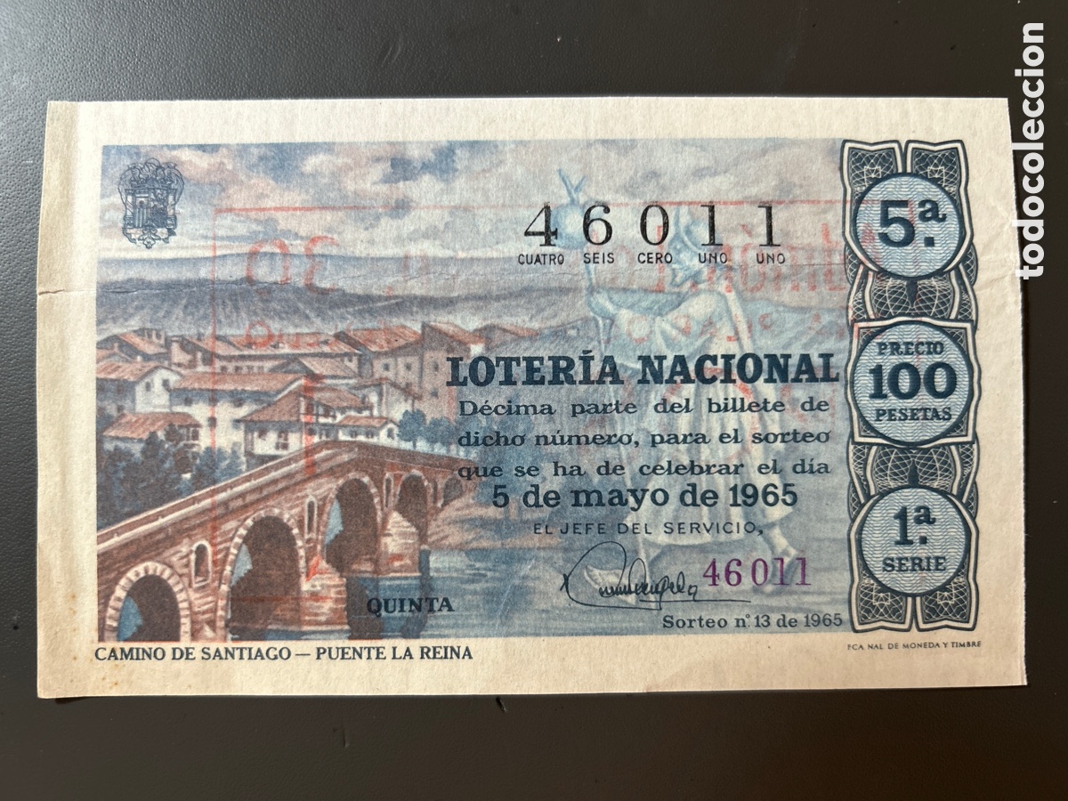 Cupones ONCE: Loteria A&ntilde;o 1965 Sorteo 13 Serie 1