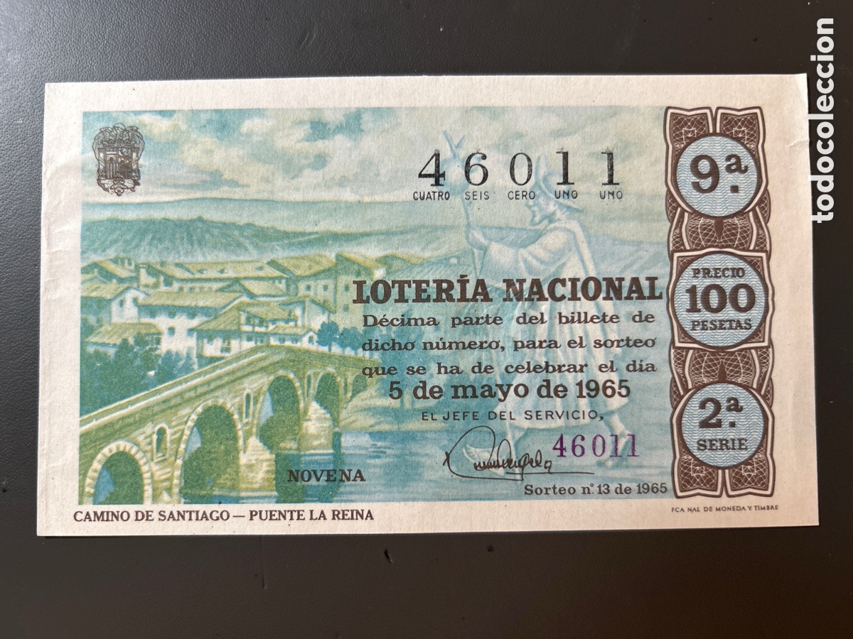 Cupones ONCE: Loteria A&ntilde;o 1965 Sorteo 13 Serie 2