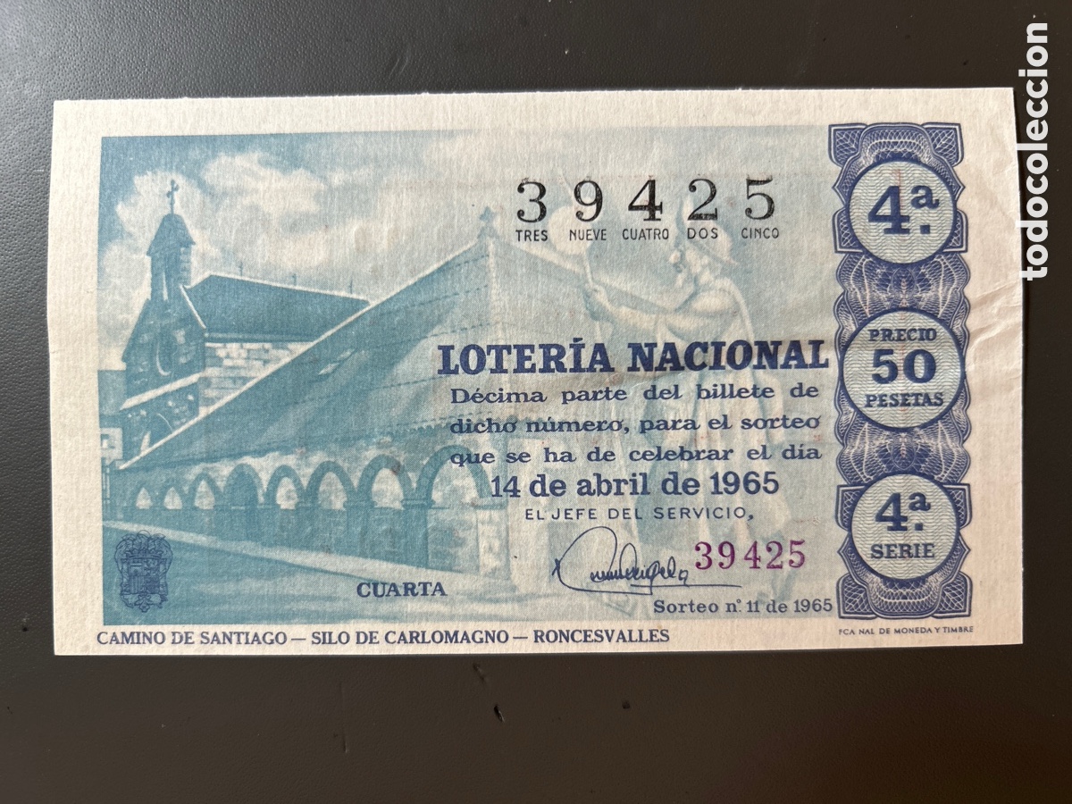 Cupones ONCE: Loteria A&ntilde;o 1965 Sorteo 11 Serie 4