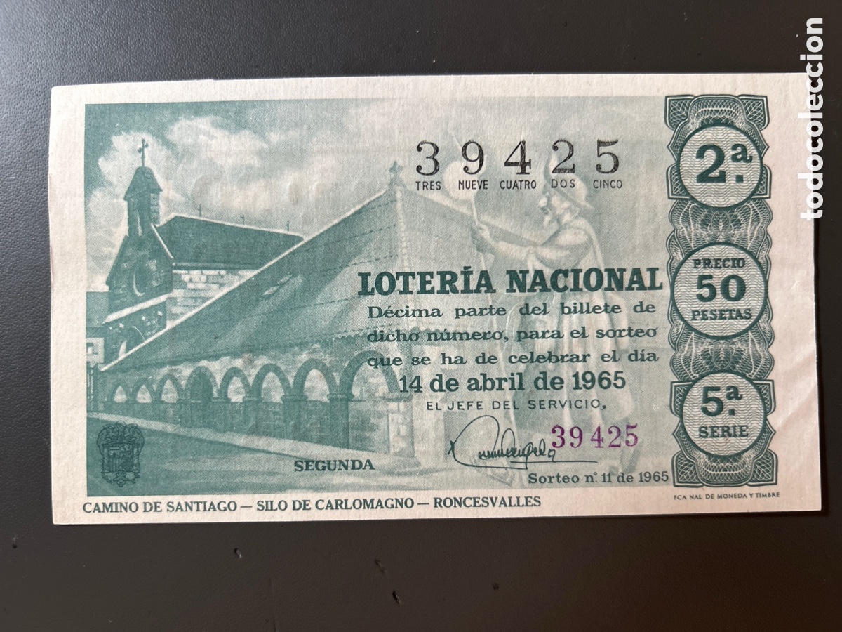 Cupones ONCE: Loteria A&ntilde;o 1965 Sorteo 11 Serie 5