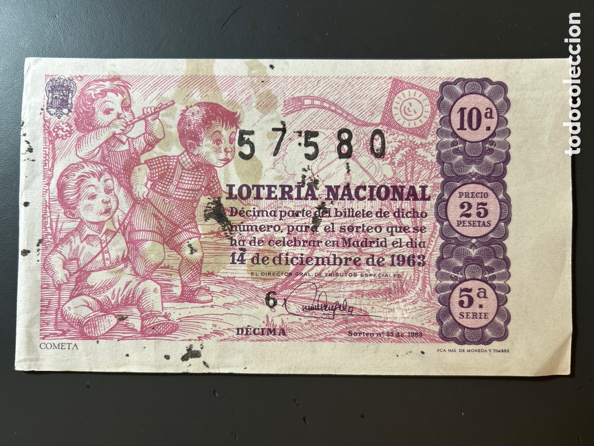 Cupones ONCE: Loteria A&ntilde;o 1963 Sorteo 35 Serie 5