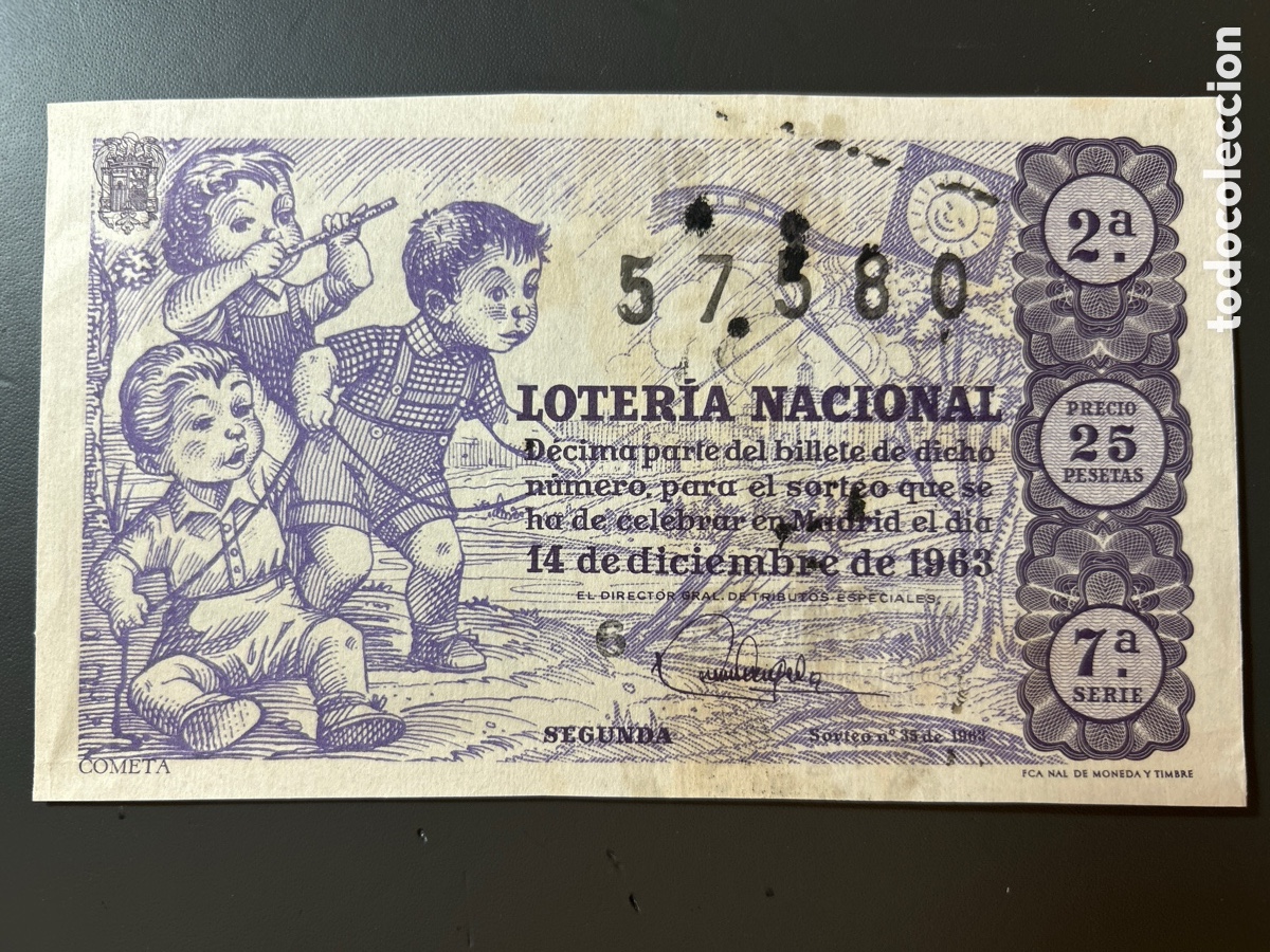 Cupones ONCE: Loteria A&ntilde;o 1963 Sorteo 35 Serie 7
