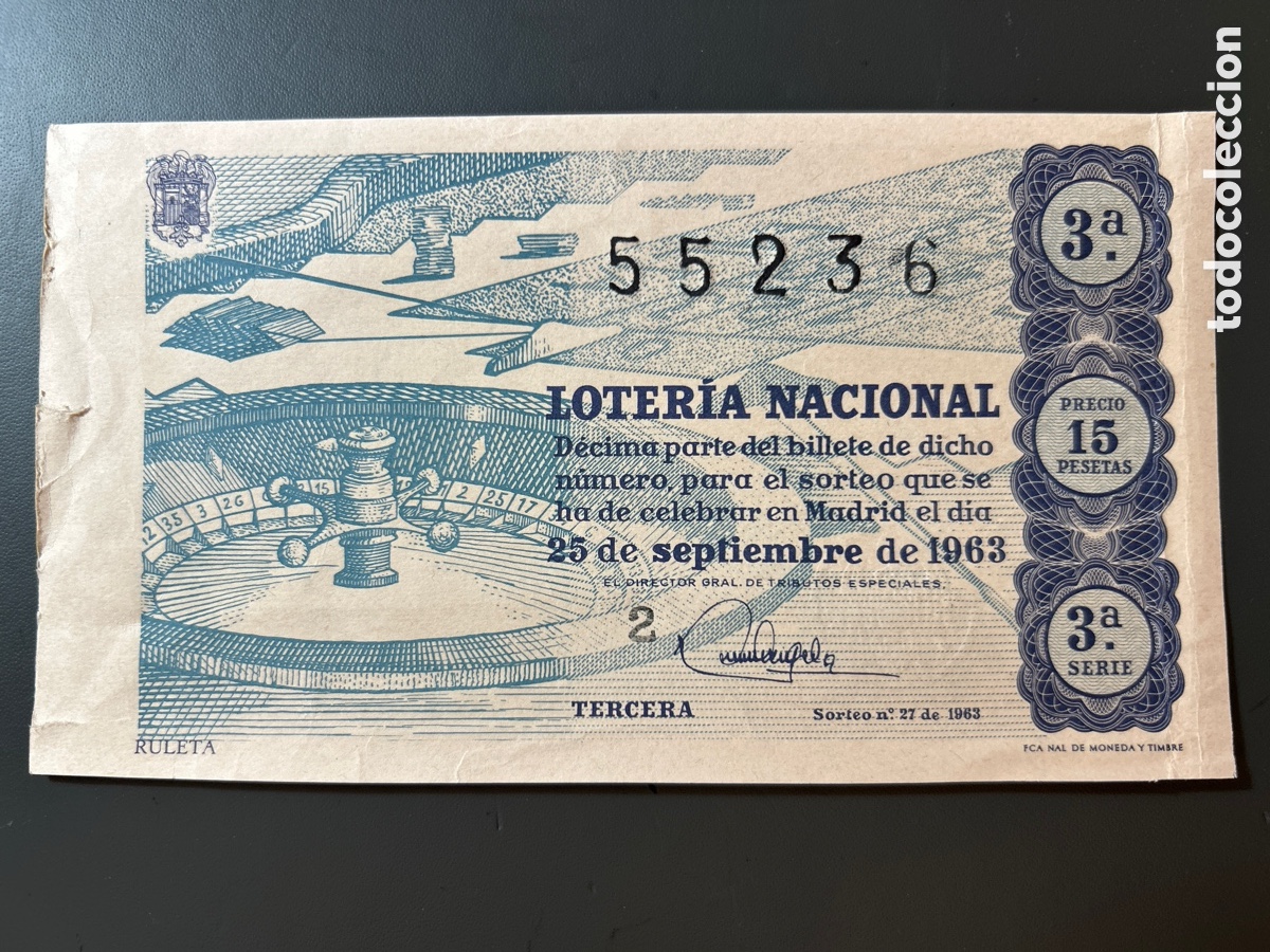 Cupones ONCE: Loteria A&ntilde;o 1963 Sorteo 27 Serie 3
