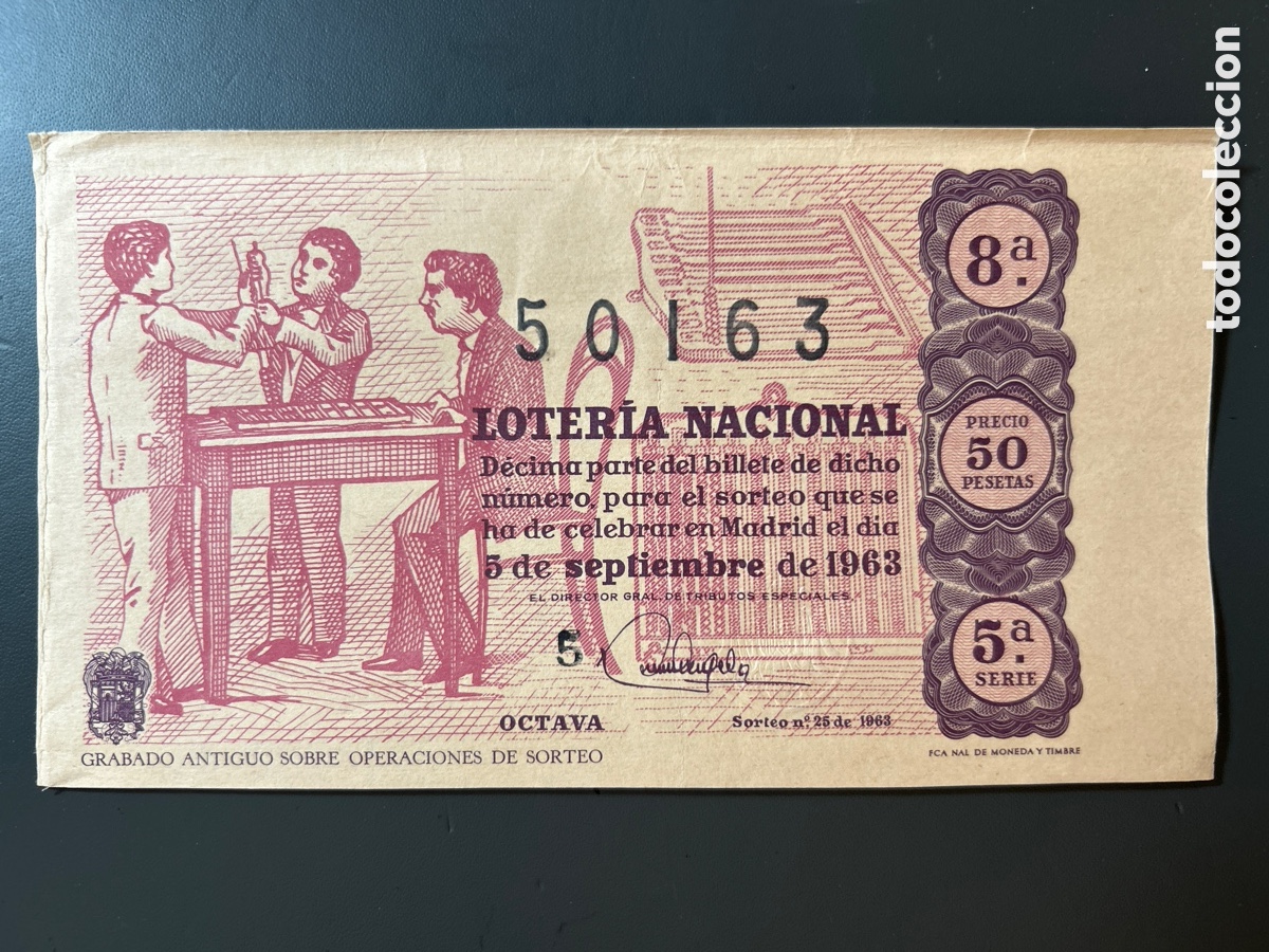 Cupones ONCE: Loteria A&ntilde;o 1963 Sorteo 25 Serie 5
