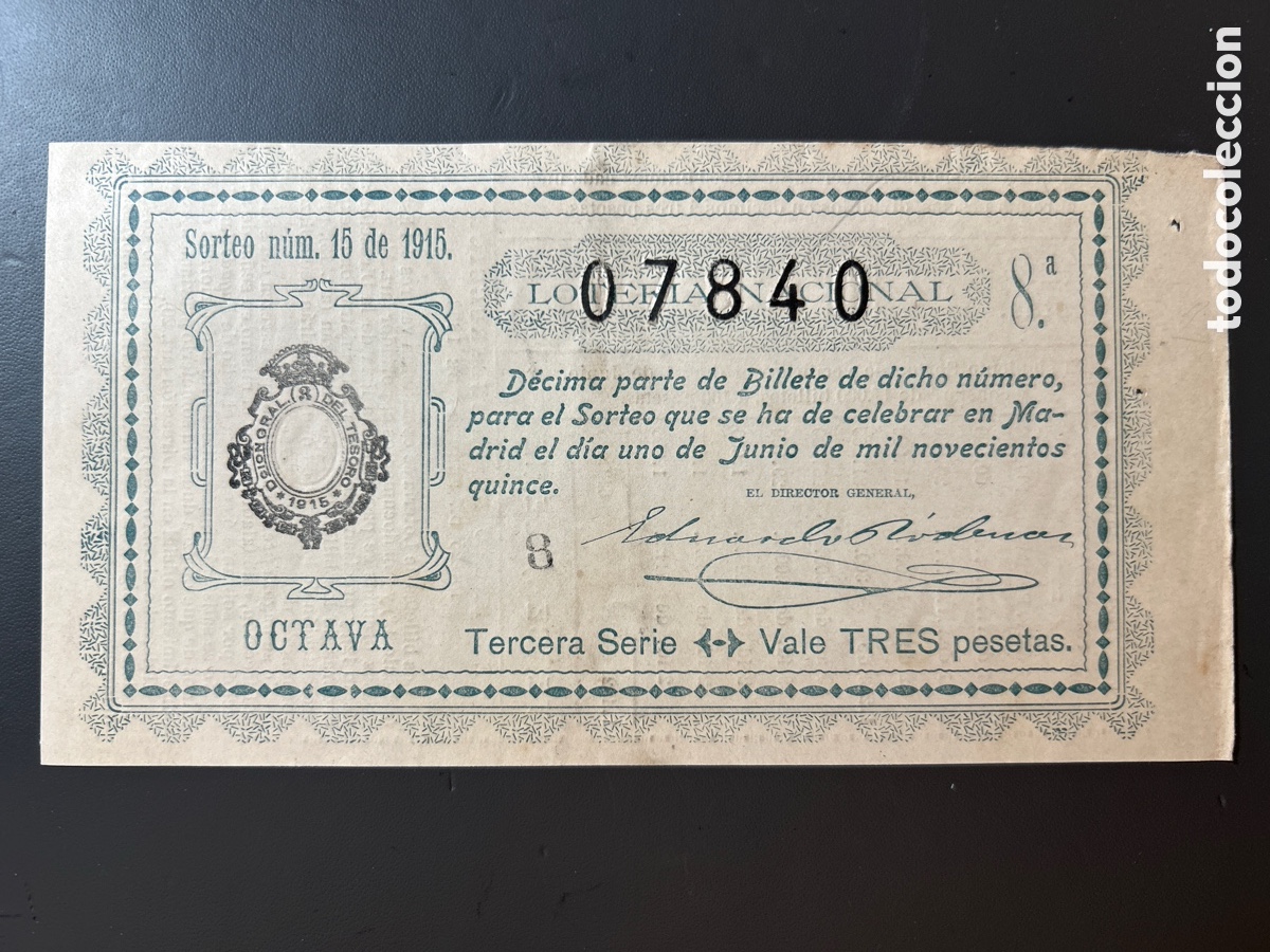 Cupones ONCE: Loteria A&ntilde;o 1915 Sorteo 15 Serie 3
