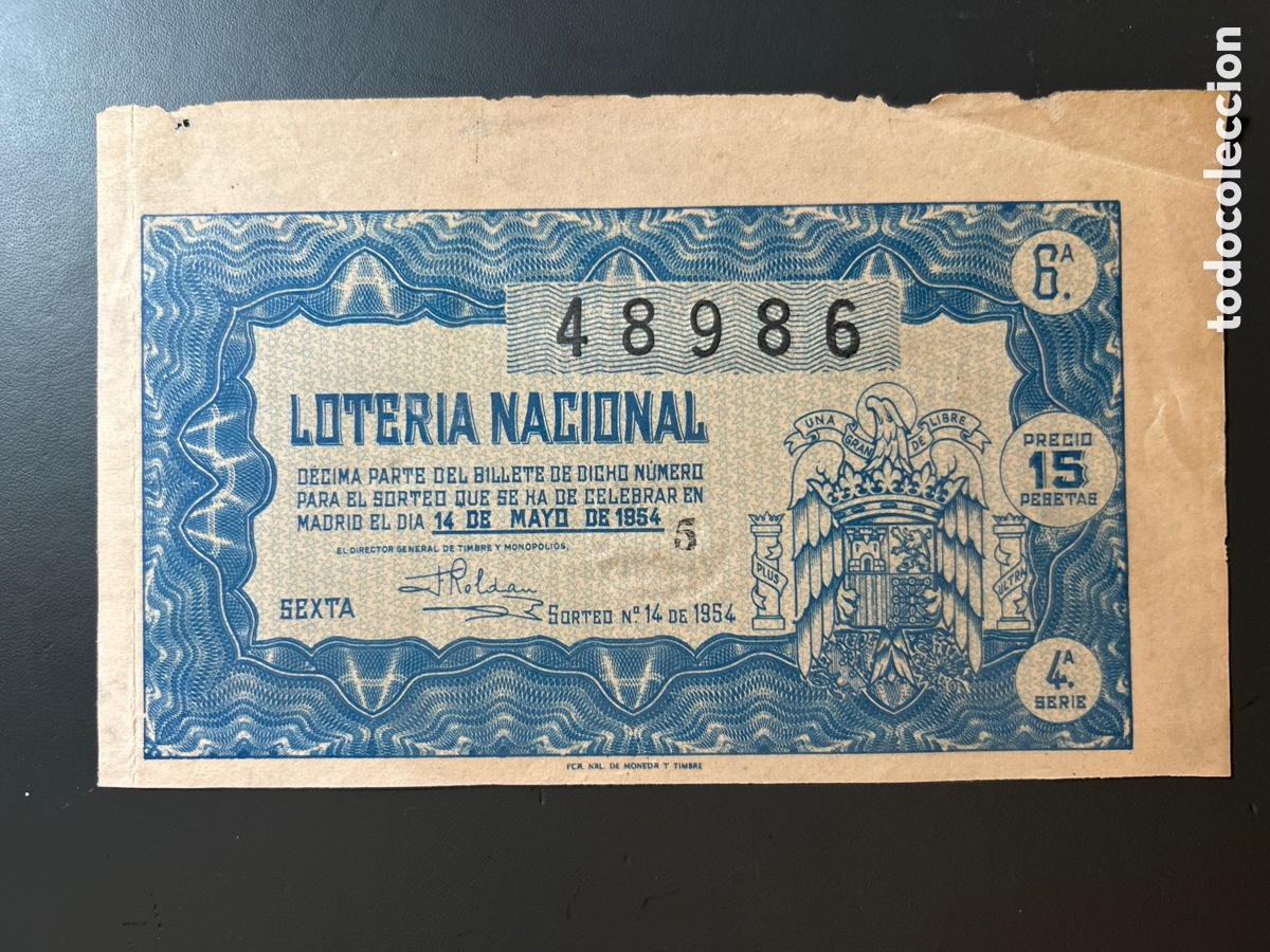 Cupones ONCE: Loteria A&ntilde;o 1954 Sorteo 14 Serie 4