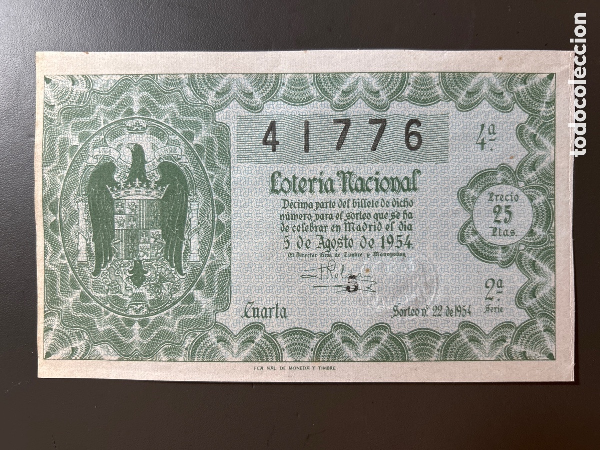 Cupones ONCE: Loteria A&ntilde;o 1954 Sorteo 22 Serie 2