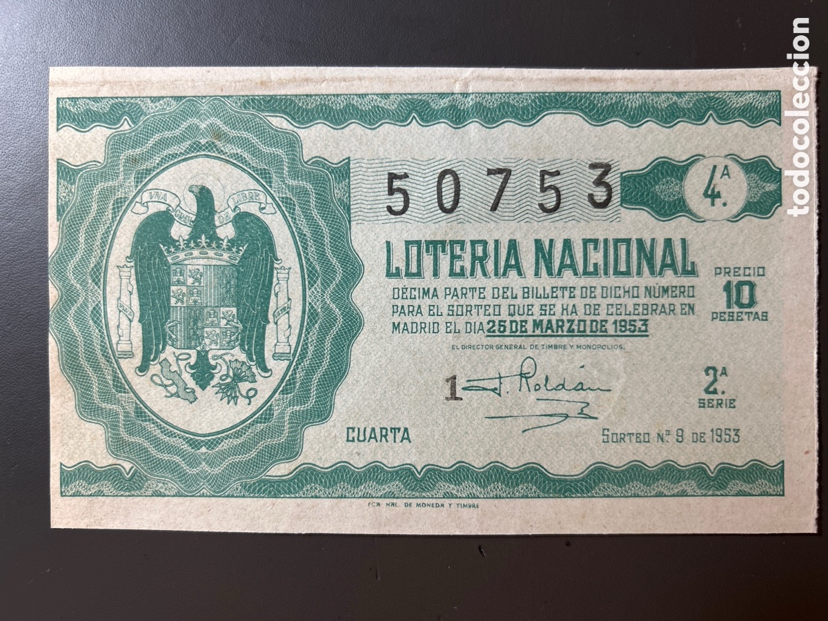 Cupones ONCE: Loteria A&ntilde;o 1953 Sorteo 9 Serie 2
