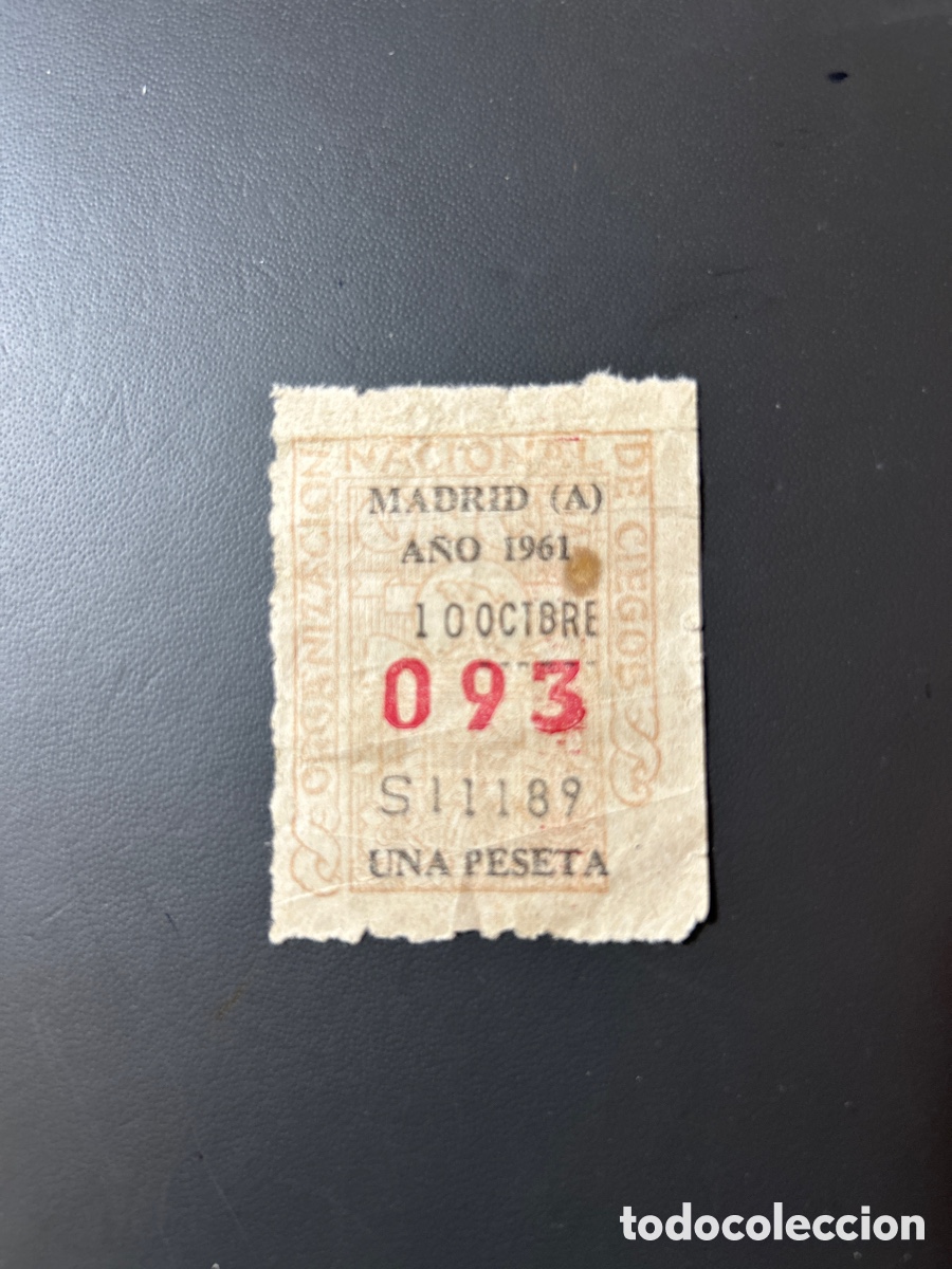 Cupones ONCE: Cupon Once A&ntilde;o 1961 Madrid &ldquo;A&rdquo; 10 Octubre
