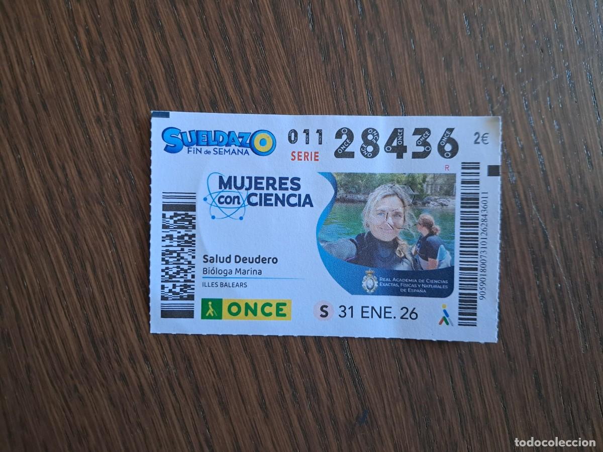 Cupones ONCE: cup&oacute;n once 31-01-26, mujeres con ciencia, Salud Deudero, bi&oacute;loga marina. Illes Balears.