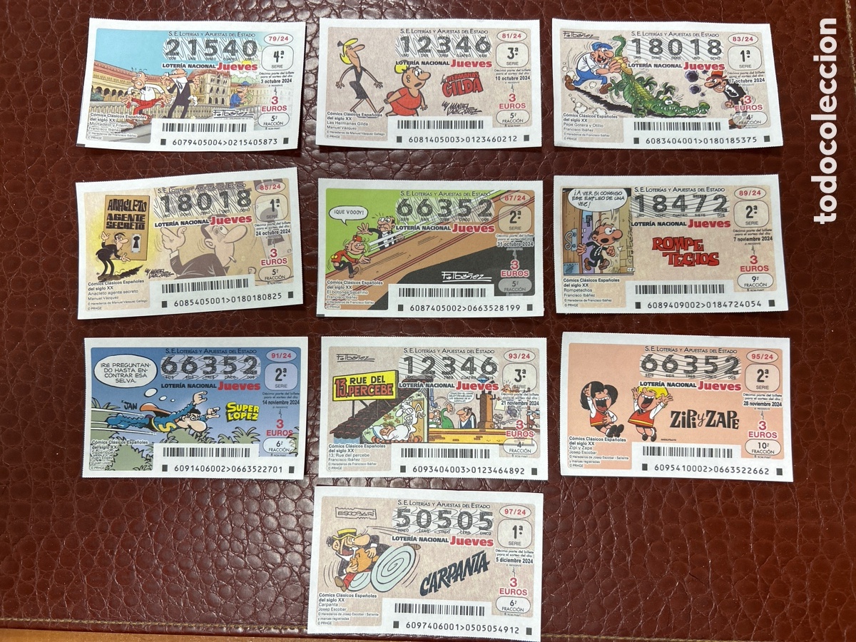 Cupones ONCE: Loteria colecci&oacute;n completa C&oacute;mic 2024