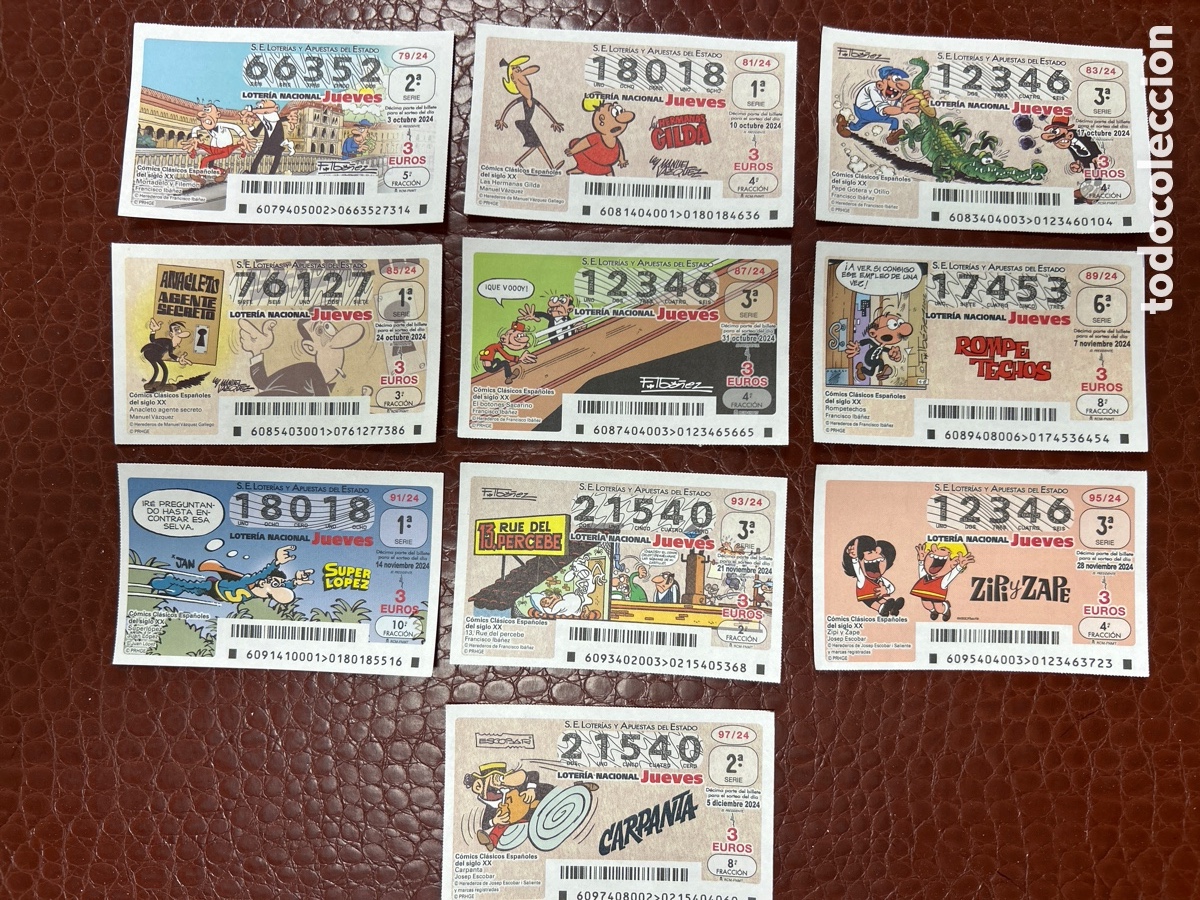 Cupones ONCE: Loteria C&oacute;mic colecci&oacute;n Completa 2024