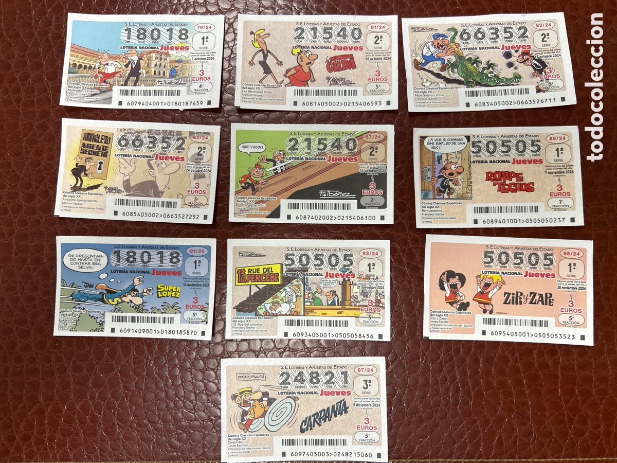 Cupones ONCE: Loteria colecci&oacute;n completa c&oacute;mic 2024