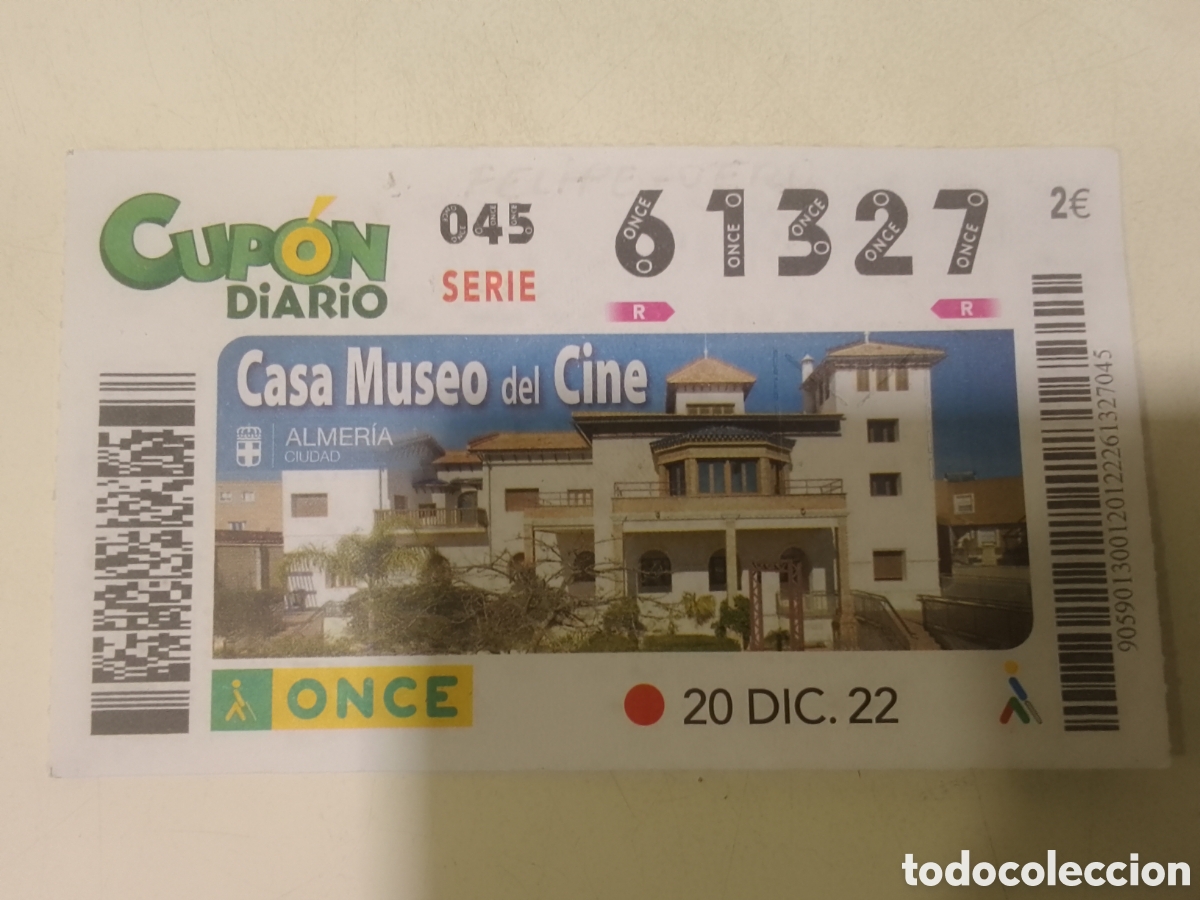 Cupones ONCE: Cup&oacute;n ONCE 20 DIC. 22 Casa Museo de Cine. Almer&iacute;a.