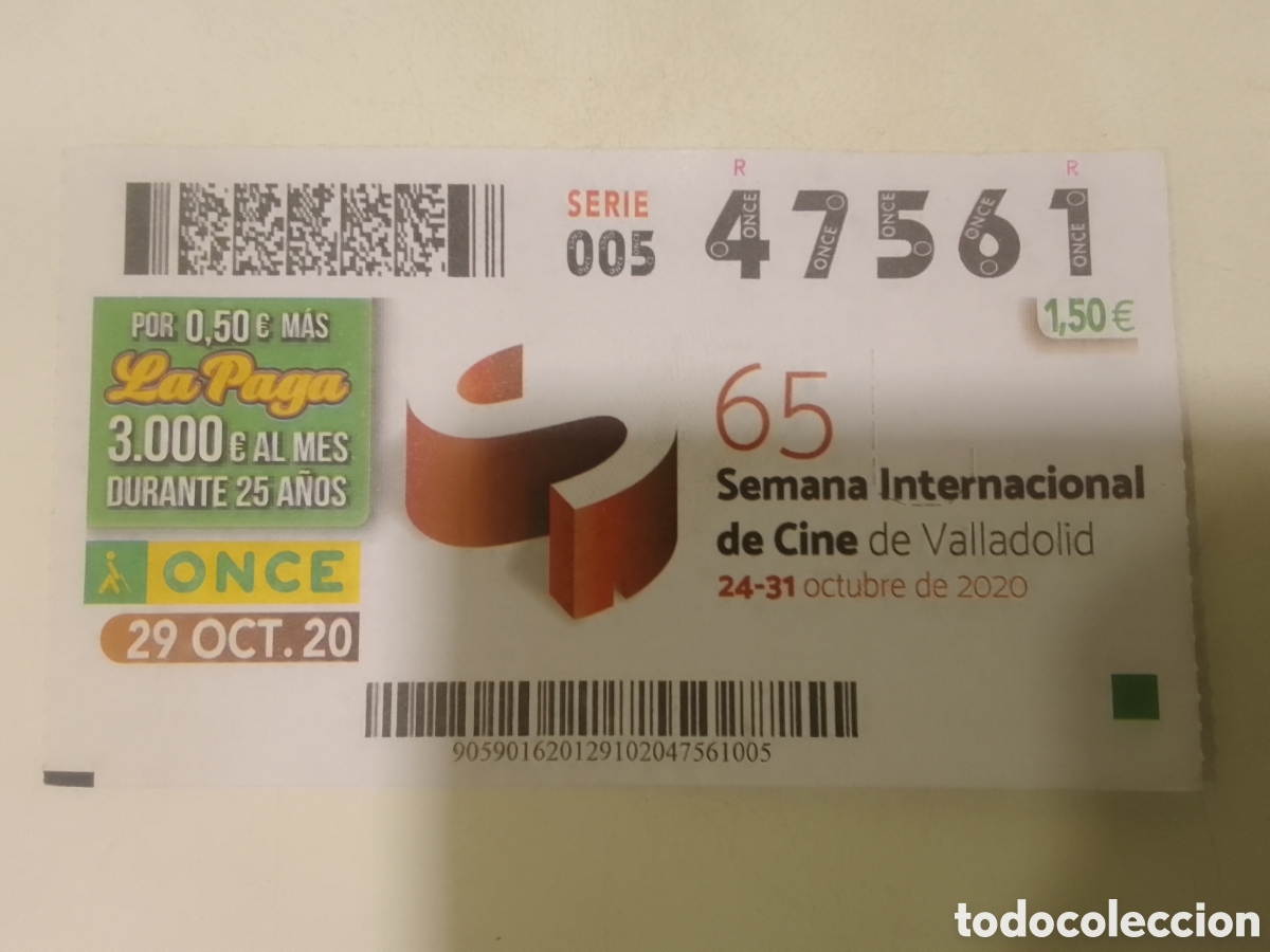 Cupones ONCE: Cup&oacute;n ONCE 29 OCT. 20 65 Semana Internacional de Cine de Valladolid.