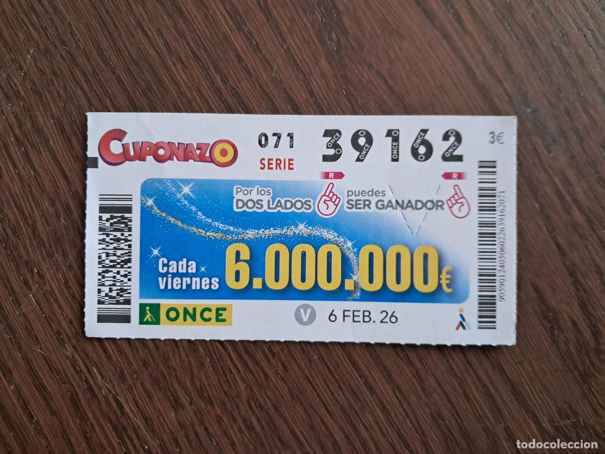 Cupones ONCE: cup&oacute;n once 06-02-26, cuponazo del viernes. n&ordm; 39.162.