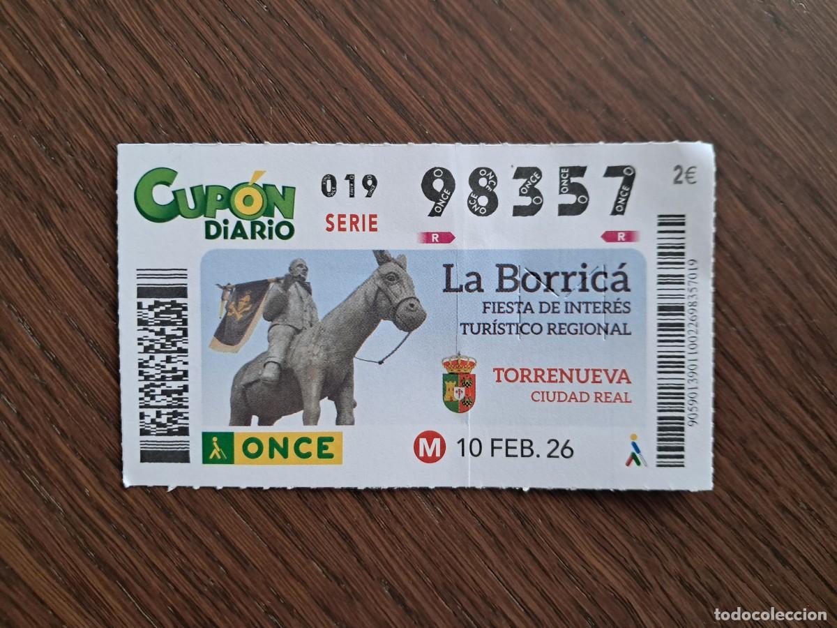 Cupones ONCE: cup&oacute;n once 10-02-26, La borric&aacute;, fiesta de inter&eacute;s tur&iacute;stico regional, Torrenueva, Ciudad Real.98357