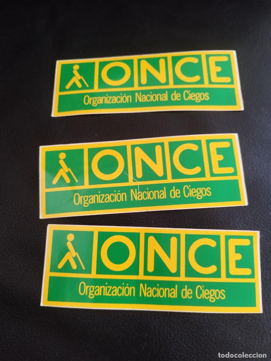 Cupones ONCE: 3 Pegatinas, adhesivos de publicidad la ONCE. Cupones de los ciegos. Sorteo.