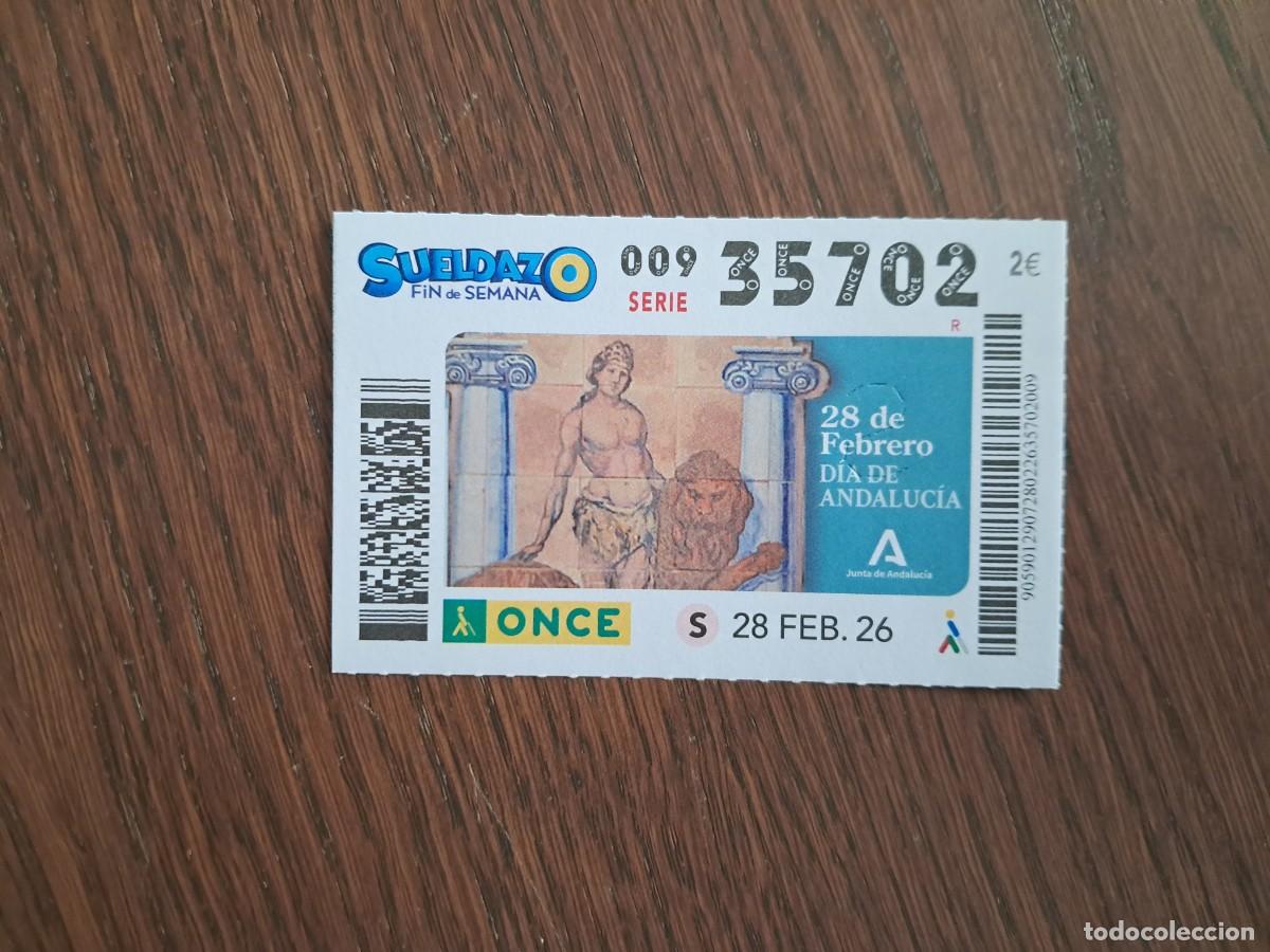 Cupones ONCE: cup&oacute;n once 28-02-26, 28 de febrero d&iacute;a de Andaluc&iacute;a. n&ordm; 35.702.