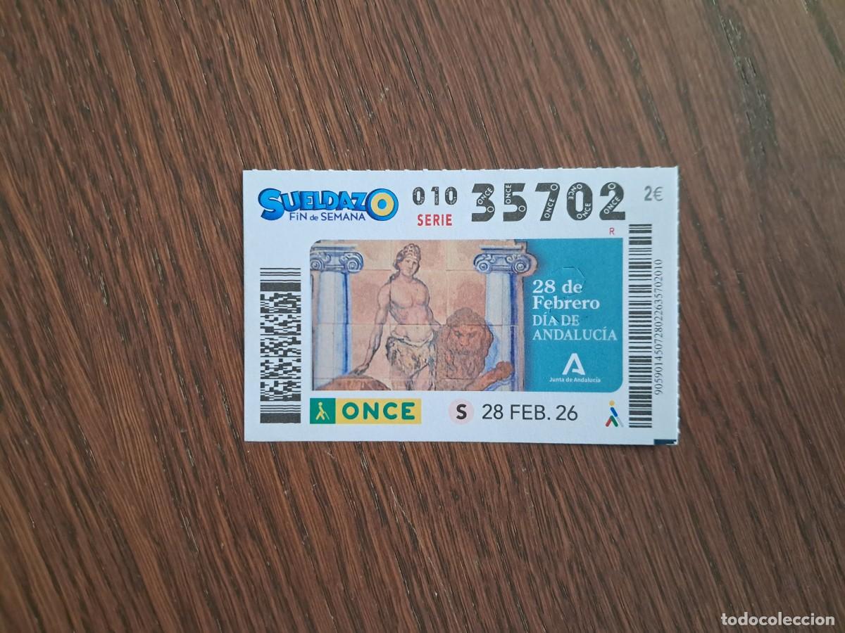 Cupones ONCE: cup&oacute;n once 28-02-26, 28 de febrero d&iacute;a de Andaluc&iacute;a. n&ordm; 35.702.