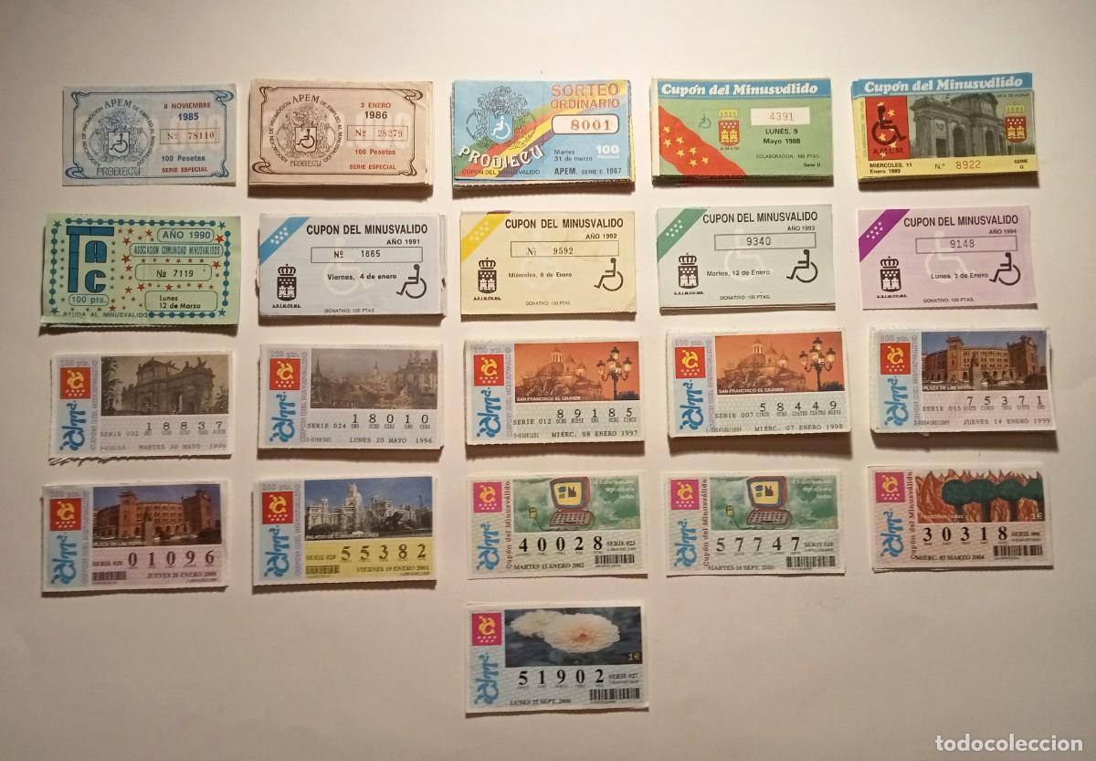 Cupones ONCE: 1985 a 2006 - 326 CUPONES del MINUSV&Aacute;LIDO