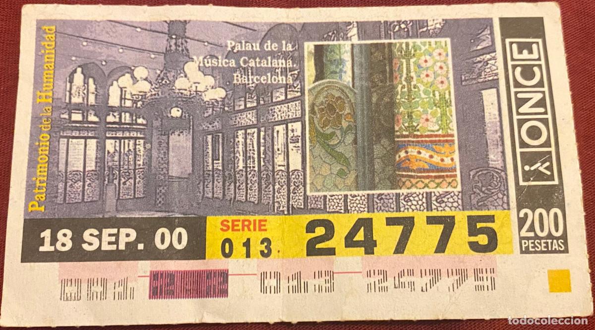 Bilhetes ONCE: Cup&oacute;n de la Once. 18 de Septiembre del 2000. N&ordm; 24775. Palau de la M&uacute;sica Catalana. Buen estado.