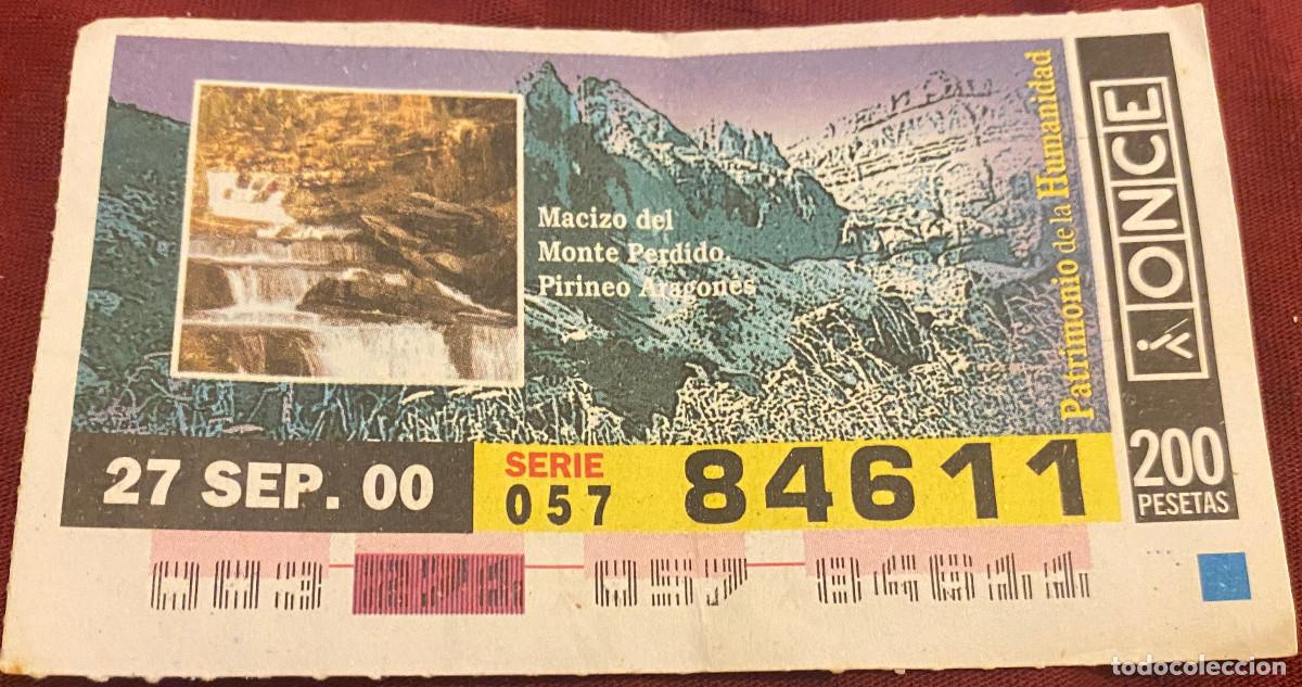 Bilhetes ONCE: Cup&oacute;n de la Once. 27 de Septiembre del 2000. N&ordm; 84611. Macizo del Monte Perdido. Buen estado.