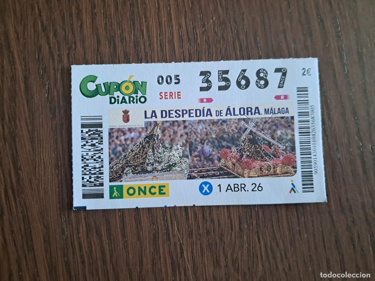 Cupones ONCE: cup&oacute;n once 01-04-26, La desped&iacute;a de &Aacute;lora, M&aacute;laga. n&ordm; 35.687.