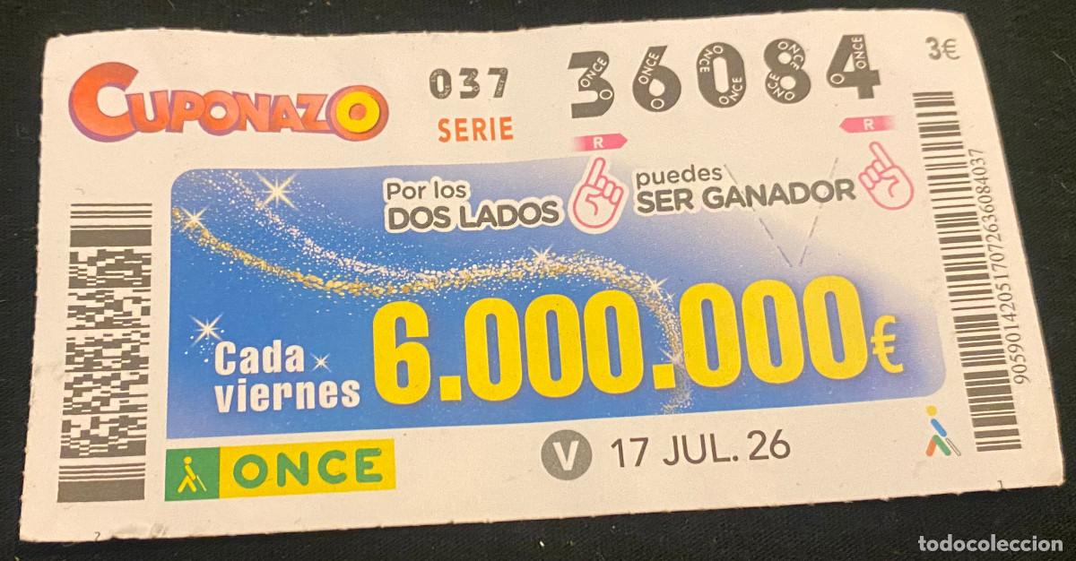 Cupones ONCE: Cup&oacute;n de la Once. 17 de Julio de 2026. N&ordm; 36084. Cuponazo Viernes. Buen estado.