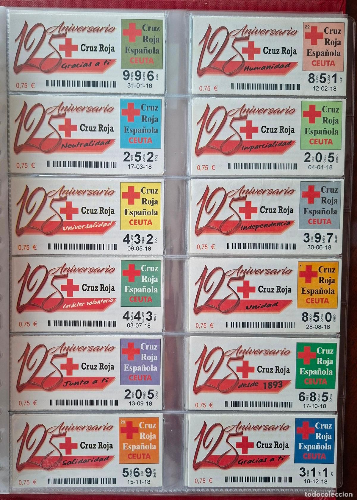 Cupones ONCE: A&Ntilde;O 2018 COMPLETO LOTER&Iacute;A CRUZ ROJA DE CEUTA.