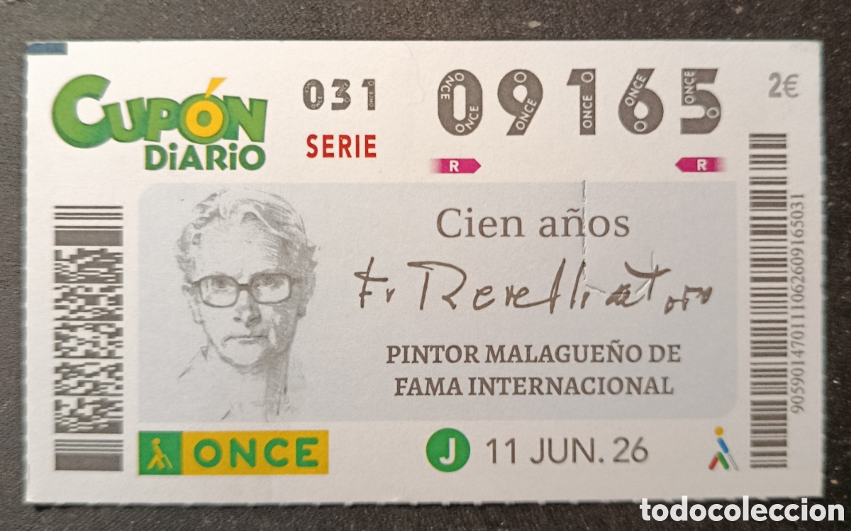 Cupones ONCE: N&deg; 09165 (11/JUNIO/2026)-M&Aacute;LAGA