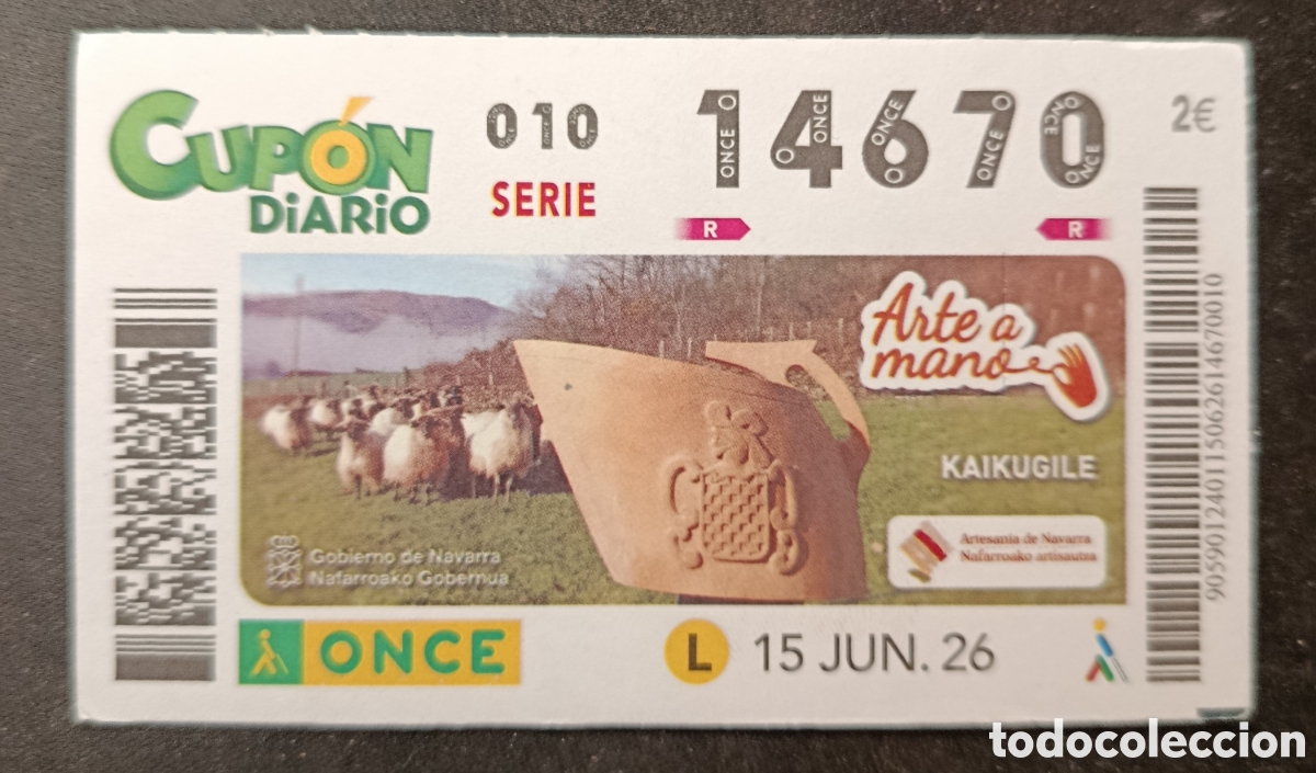 Cupones ONCE: N&deg; 14670 (15/JUNIO/2026)-NAVARRA