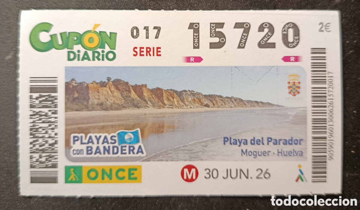 Cupones ONCE: N&deg; 15720 (30/JUNIO/2026)-HUELVA