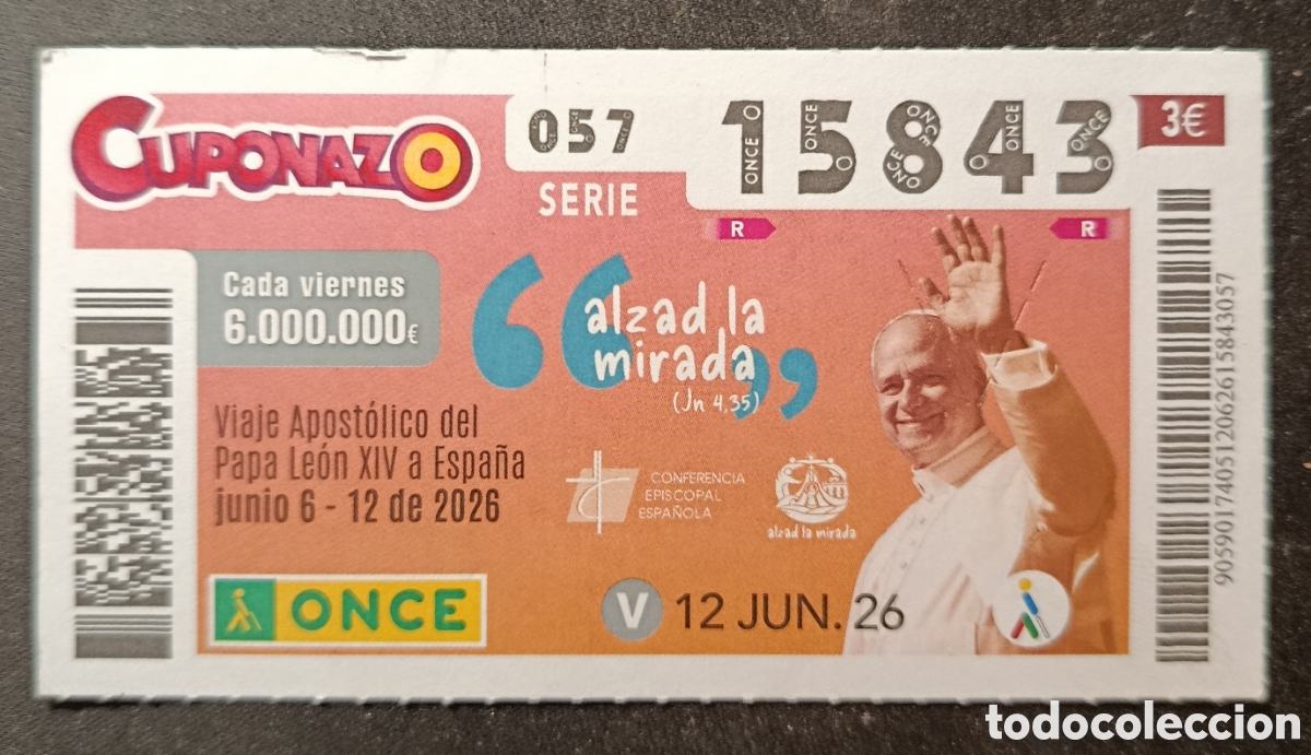 Cupones ONCE: N&deg; 15843 (12/JUNIO/2026)