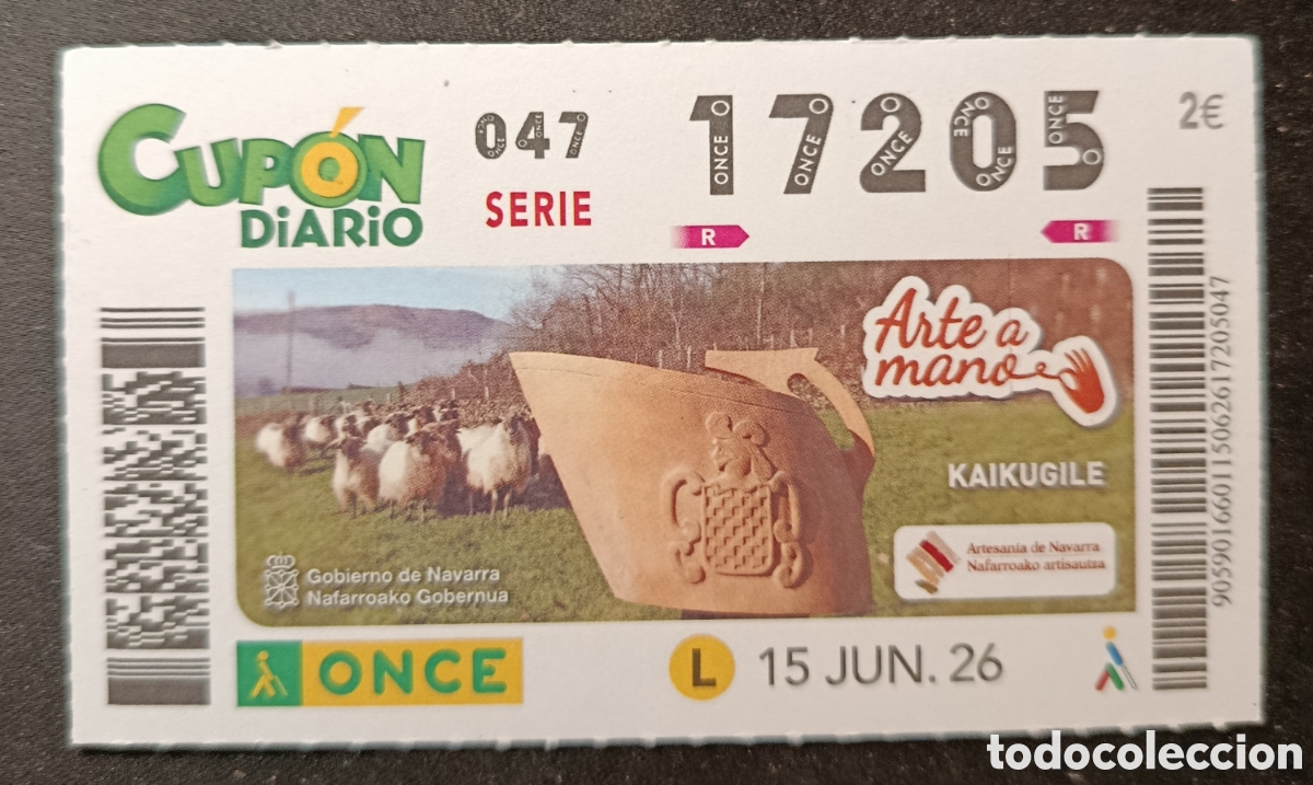 Cupones ONCE: N&deg; 17205 (15/JUNIO/2026)-NAVARRA