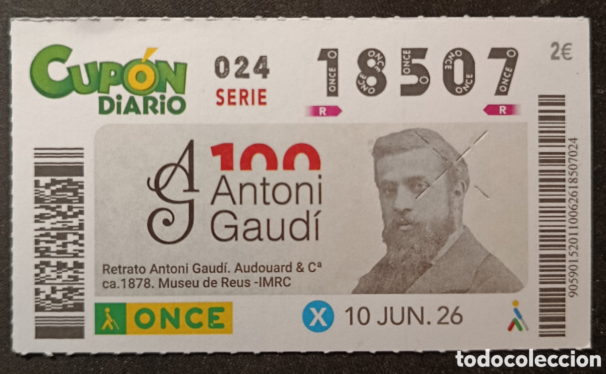 Cupones ONCE: N&deg; 18507 (10/JUNIO/2026)-TARRAGONA
