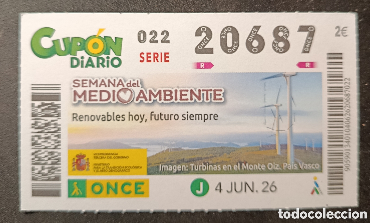 Cupones ONCE: N&deg; 20687 (4/JUNIO/2026)-EUSKADI