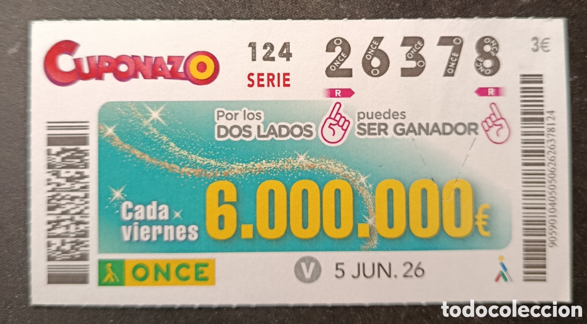 Cupones ONCE: N&deg; 26378 (5/JUNIO/2026)
