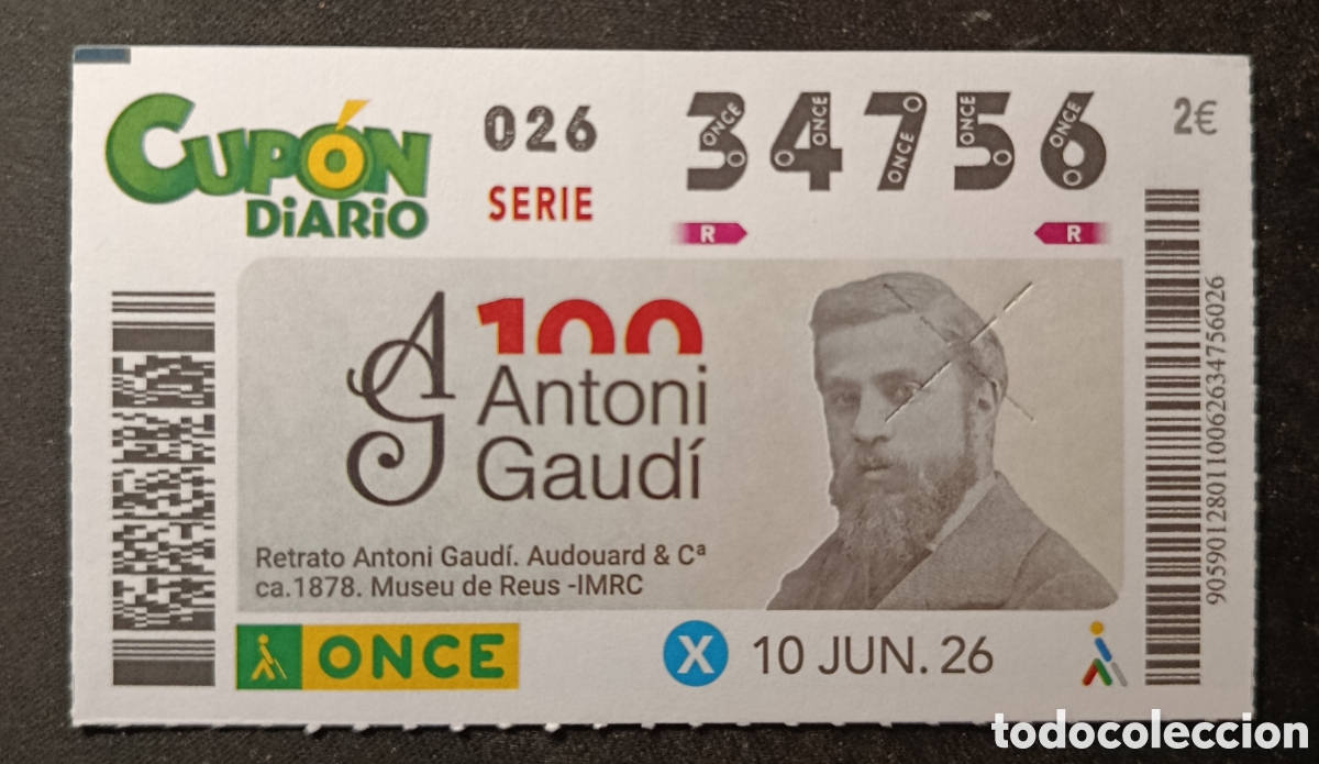 Cupones ONCE: N&deg; 34756 (10/JUNIO/2026)-TARRAGONA