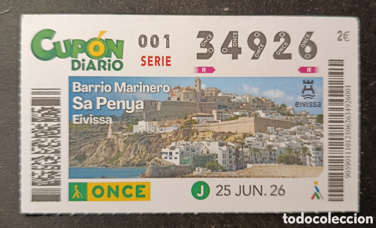 Cupones ONCE: N&deg; 34926 (25/JUNIO/2026)-BALEARES