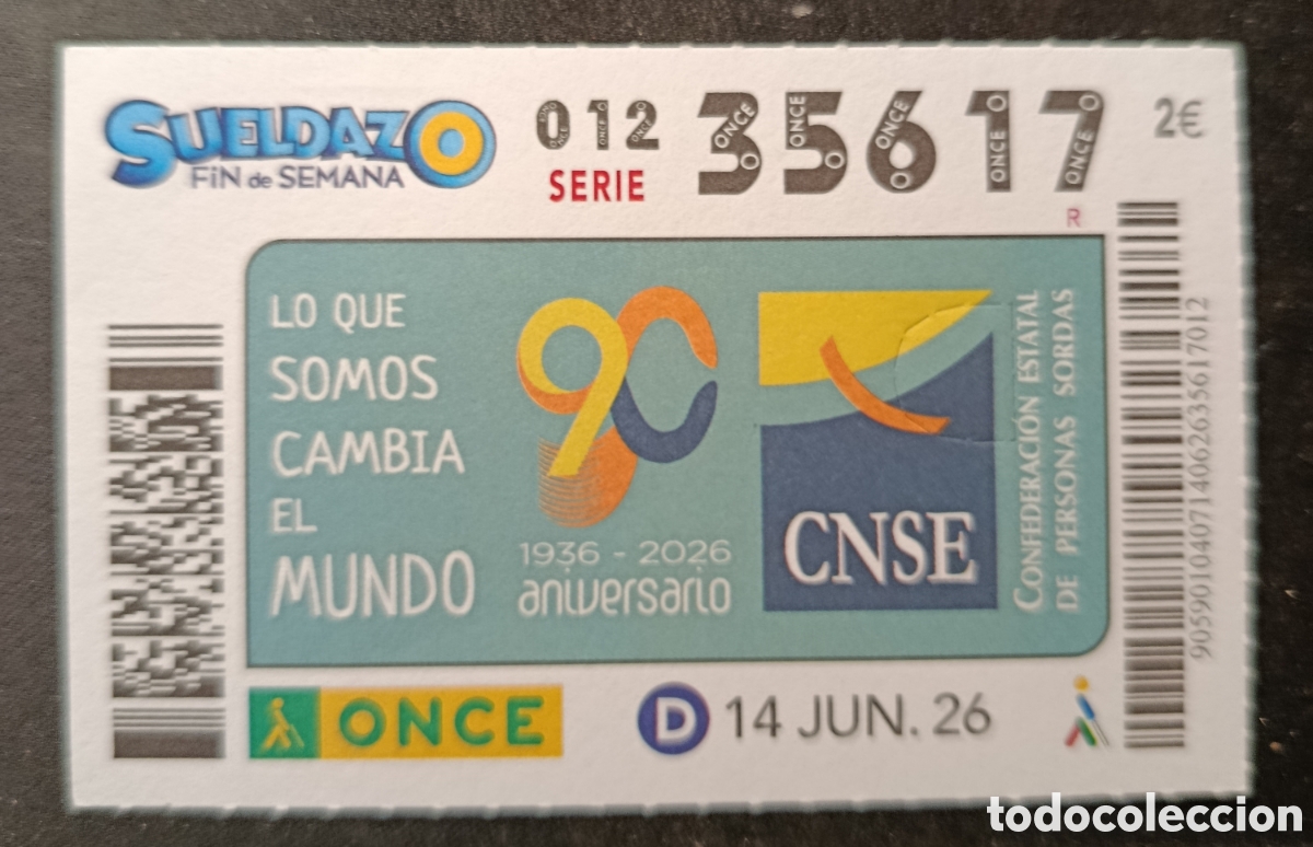 Cupones ONCE: N&deg; 35617 (14/JUNIO/2026)