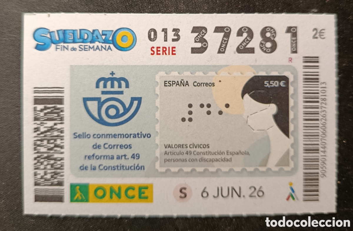Cupones ONCE: N&deg; 37281 (6/ JUNIO/2026)