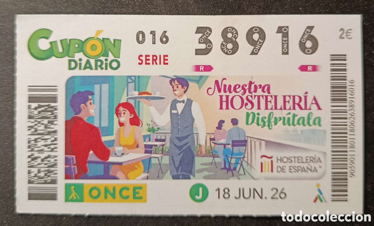 Cupones ONCE: N&deg; 38916 (18/JUNIO/2026)