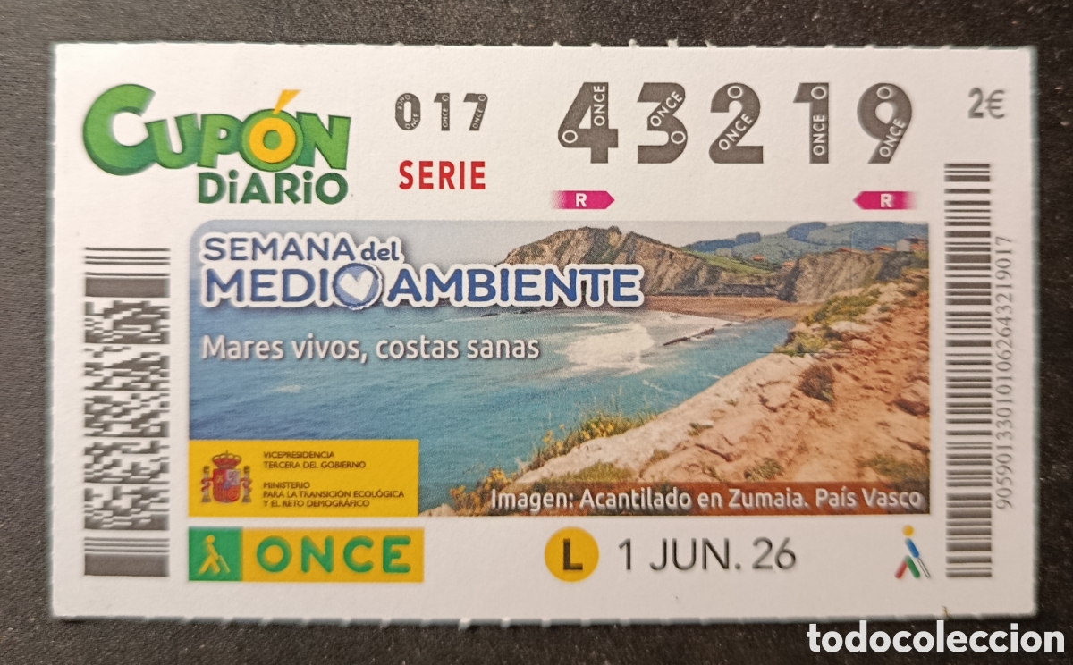 Cupones ONCE: N&deg; 43219 (1/JUNIO/2026)-EUSKADI