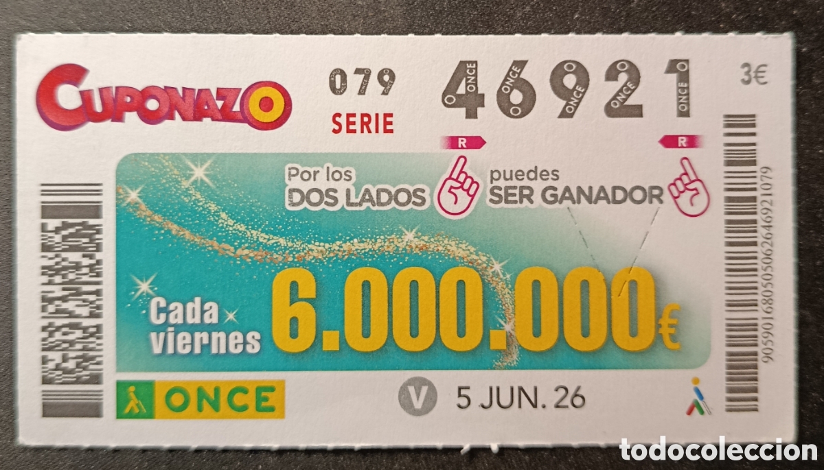 Cupones ONCE: N&deg; 46921 (5/JUNIO/2026)